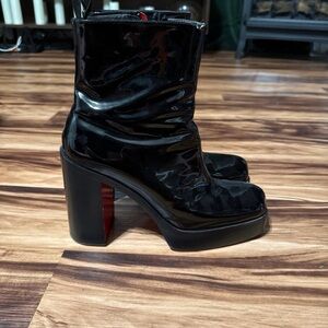 Christian Louboutin Black Patent Heeled Boots